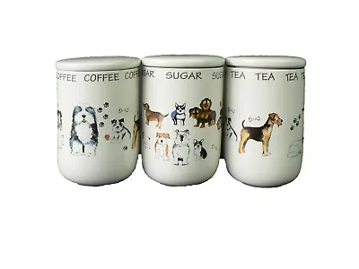 £11.50 • Buy Dogs Design Ceramic Tea Sugar And Coffee Storage Jars Single Or Set Of 3