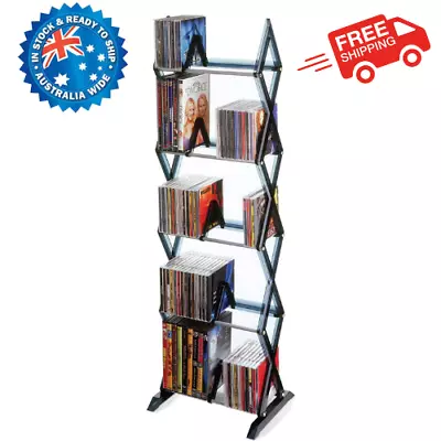 Atlantic Mitsu 130 CD 90 DVD Bluray Games 5 Tier Media Rack Smoke-Au • $45.95