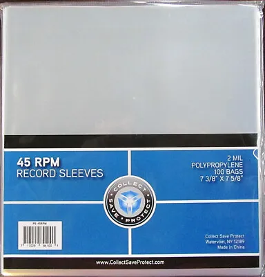 $9.90 • Buy (100) Csp 45 Rpm Vinyl Record Music Album Clear Soft Sleeve Storage Holders