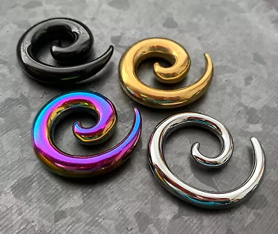 PAIR Surgical Steel Spiral Tapers Plugs Gauge Guage Lobe Expander Body Jewelry • $21.95