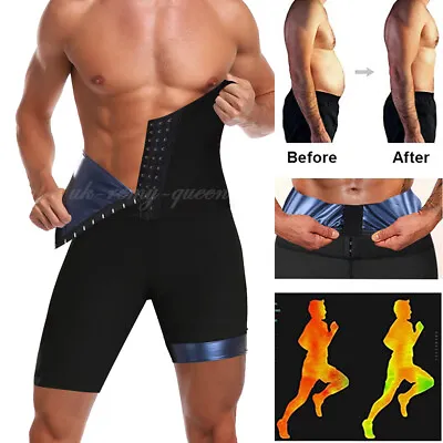 Men Sauna Pants Sweat Thermo Capris Heat Trapping Shorts Weight Loss Gym Shaper • $4.79