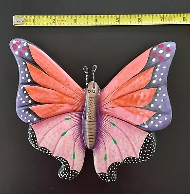 Vintage Talavera Mexican Hand Painted Ceramic Pottery Butterfly 7  Pink Purple • $19.50