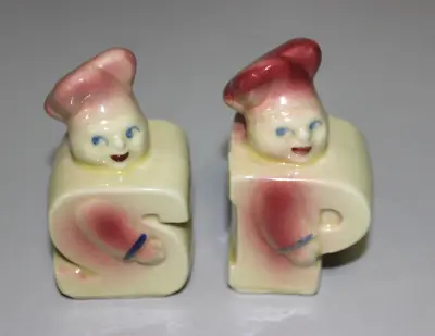 Vintage Chef Salt & Pepper Shakers S & P Shaped With Chef Hats • $9.99