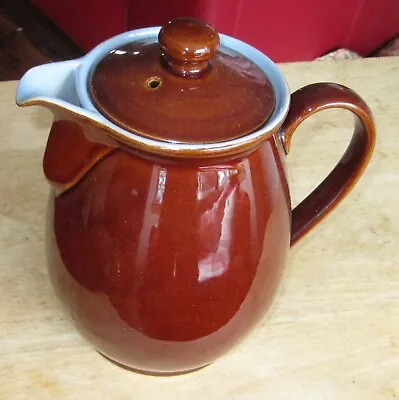 J. BOURNE & SONS LTD 2 Pint COFFEE / TEAPOT - 1962 PRE DENBY - BROWN BLUE - MINT • £14.99