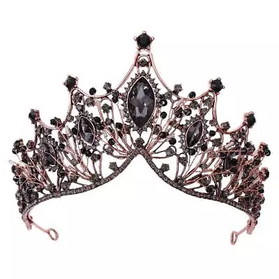 Baroque Black Queen Crown For Women Dark Gothic Princess Tiaras And 2  • $33.70