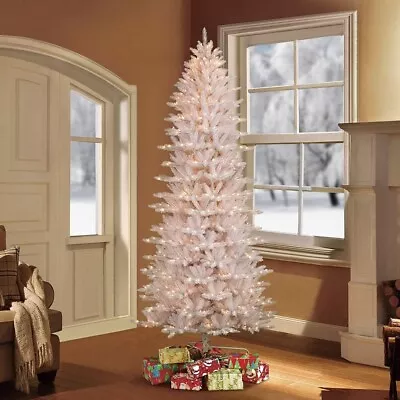 Puleo 9 Ft Pre-Lit White Slim Fraser Fir Artificial Christmas Tree Free Shipping • $259.95