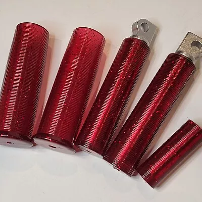 Harley Davidson Metal Flake Grips & Pegs Set 5pcs. Ruby Red. Chopper Bagger Dyna • $229