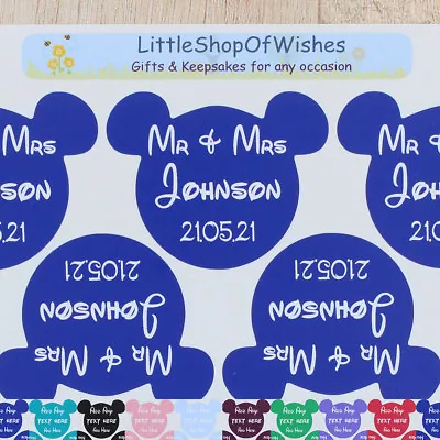 Personalised Fairytale Stickers Wedding Decoration Vinyl Mini Mouse Head Favours • £4.99