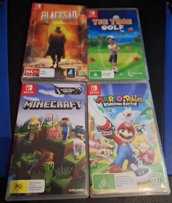 Nintendo Switch Games Bundle Minecraft Mario Rabbids Tee Time Golf Blacksad • $125