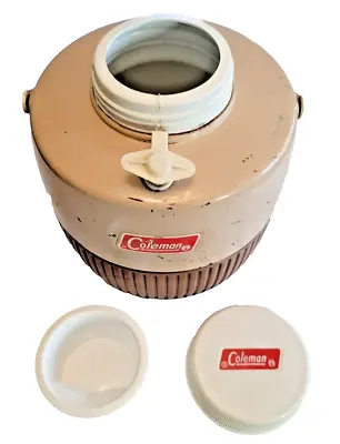 Vintage Coleman Tan Gallon Water Cooler Jug W/ Cup & Lid • $19.95