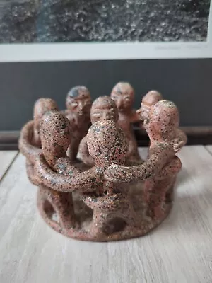 Vtg. Circle Of Friends Candle Holder Terracotta Clay 8 Dancers  • $9