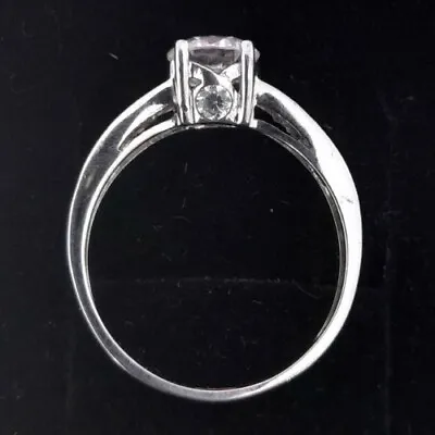 9ct White  Gold CZ Solitaire  Ring With Stone Set Shoulders  Hallmarked  (25) • £65