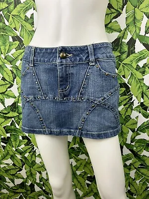 Y2K Boom Boom Jeans Micro Mini Skirt Women's Size M Retro Studded Denim • $24.95