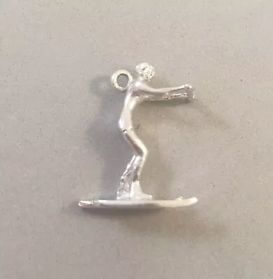 VINTAGE .925 Sterling Silver WATER SKIER Bracelet CHARM Ski Estate Old VT93W • $2.20