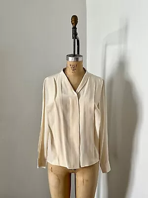 Xiao Studio Cream Pleated Silk Blouse  S La Garconne Maryam Nassir • $89