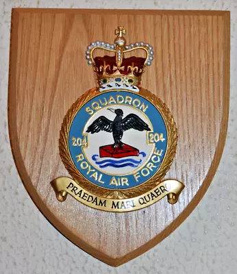 204 Squadron Royal Air Force Mess Wall Plaque Shield Crest RAF • £35