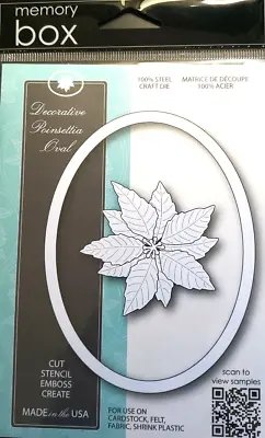 Memory Box DECORATIVE POINSETTIA OVAL Steel Craft Cutting Die 99859 Christmas • $11.86