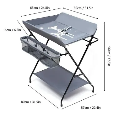 Foldable Baby Changer Unit Infant Changing Table Nappy Diaper Towels Storage • £39.99