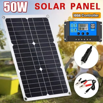 £20.59 • Buy Portable 12V 50W Car Van Boat Caravan Camper Solar Panel Battery Charger Kit