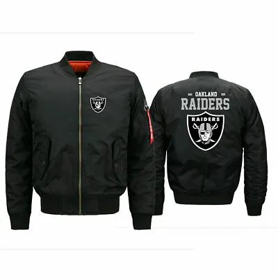 Oakland Raiders Pilot Jacket Mens Thicken Bomber Flight Outwear Flying Coat • $36.99