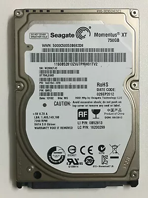 Seagate Momentus XT ST750LX003 7200rpm 750GB 2.5  SATA Solid State Hybrid Drive • $37.19