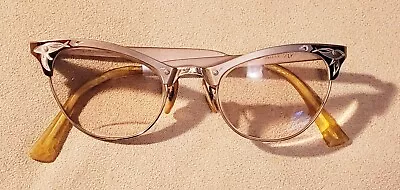 Vintage Cat Eye Bifocals Eye Glasses Womens 4 1/2 Alum Red • $12.49