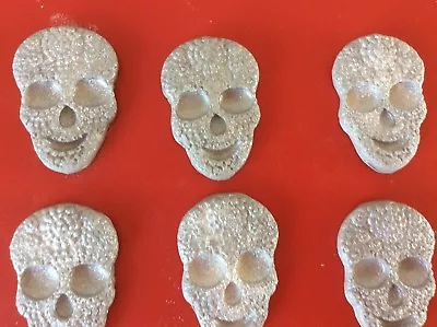 Halloween Edible Fondant Skulls Cupcake Toppers X6 • £5