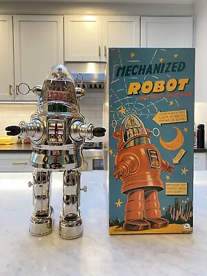 Vintage Chrome Osaka Mechanized Battery Operated  Robby The Robot  Robot • $950