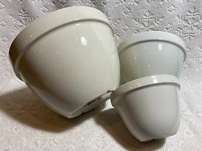 Vintage-Retro T G Green Church-Gresley Set-of-3 Ascot-White Ceramic Mixing-Bowls • $110