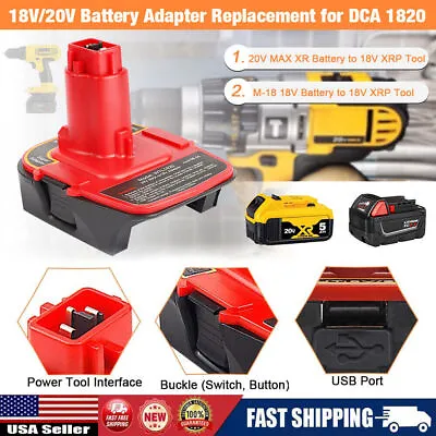 USA DCA1820 Battery Adapter For Milwaukee M18-RED Li-ion Convert To Dewalt 18V • $18.12