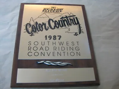 Vintage DUNLOP ELITE G/T AMA MOTORCYCLE TROPHY Plaque COLOR COUNTRY Road 1987 • $19.99