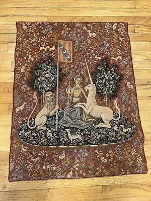 Vintage Belgium The Lady With The Unicorn Wall Tapestry • $39.95