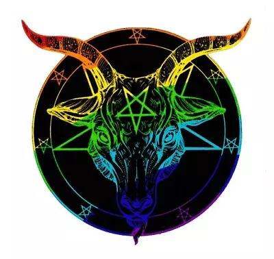 Baphomet Vinyl Sticker  Satanic Gothic Rainbow Pride Gift LGBTQ+ Pentagram • £2.95