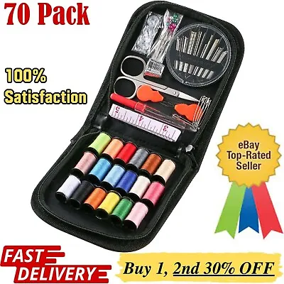 70pc Large Portable Sewing Kit Home Travel Case Needles Thread Scissors Set Box • £6.15