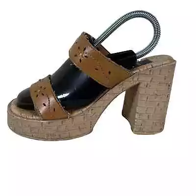 L.E.I 90s Y2K Chunky Platform Slip On Block Heel Sandals Size 8 Vintage • $69