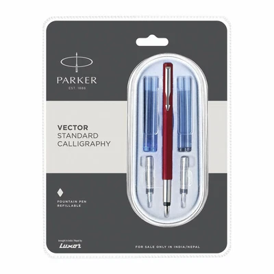£14.76 • Buy Parker Vector Standard Calligraphy CT Pen + 2N Black & 2N Blue Ink Cartridges