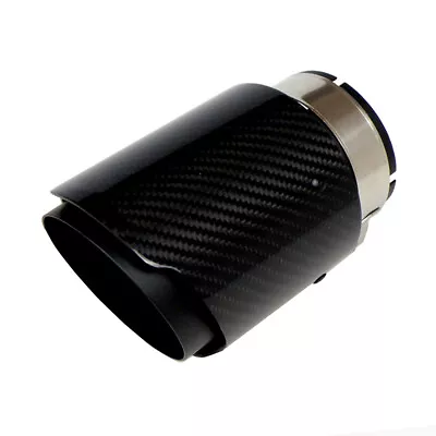 Glossy Twill Carbon Fibre Exhaust Tip Black Coated Stainless Steel Muffler Tip • $27.99