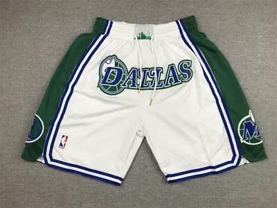 New Dallas Mav Ericks Men’s White With Pockets Basketball Shorts Size: S-XXL • $29.99