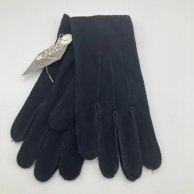 Vintage Aris Black Suede Gloves Mens Large Orlon Lined NWT • $19.99