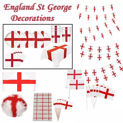 England Flag Party Bunting Tableware St George's Day Decorations • £4.09