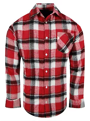 Flannel Plaid Shirt Mens Chest Pocket Soft Cotton Button Up Untucked No-Tuck • $18.95