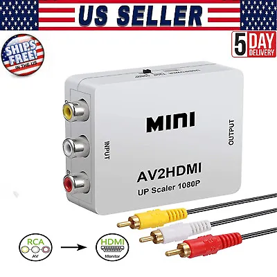 RCA CVBS AV To HDMI 1080P Video Audio Composite Converter Mini Adapter HDTV/DVD • $7.99