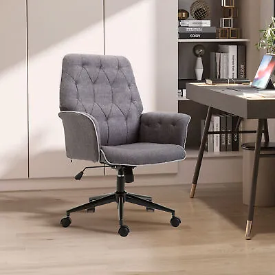 Modern Mid-Back Home Office Computer Adjustable Chair W/ Padded Arms Dark Grey • $98.09