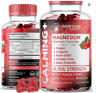 Magnesium Glycinate Gummies - 1000 Mg - Magnesium Supplement To Support Relaxati • $17.75