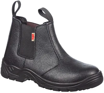 Mens Slip On Steel Toe Work Dealer Boots By BKS Size 3 To 14 UK & STEEL MIDSOLE • £19.97
