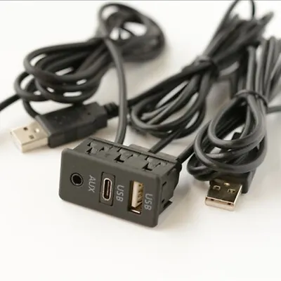 Type C Dual USB Port Panel Extension Cable Adapter Car Dash AUX Flush Mount 1.5M • $17