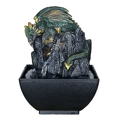 Mystic Dragon Fantasy Indoor Fountain LED Meditation Water Feature Resin Decor • £21.95
