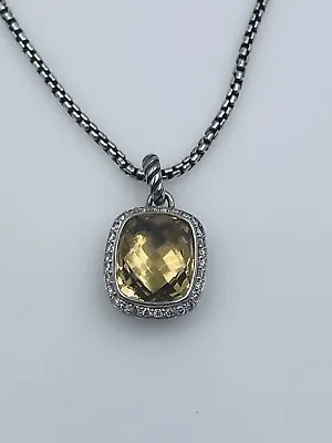 David Yurman Sterling Silver Albion Champagne Citrine & Diamond Pendant Necklace • $495