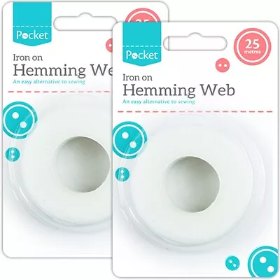 £4.57 • Buy 2x ROLLS HEMMING WEB TAPE Clothing Repair Hem Turn Up Trouser Pants Iron On 50m