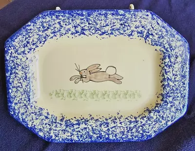 Molly Dallas Spatterware Bunny 8 X6  Octangle Desk Side Dish Ceramic Rabbit • $16.75